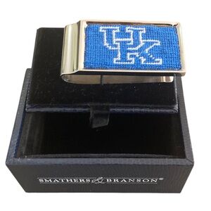 Smathers and Branson Silver plated money clip inlaid needlepoint New  UK Wildcat